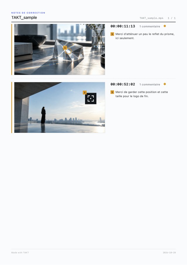 Page 1 du PDF ne contenant que les commentaires « Client »