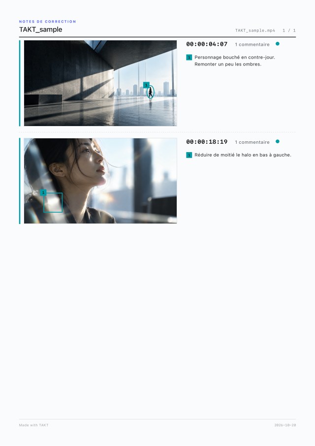 Page 1 du PDF ne contenant que les commentaires « Production / Réalisation »