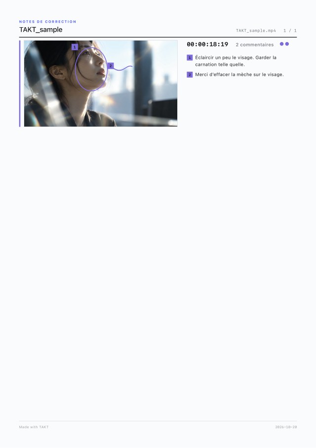Page 1 du PDF ne contenant que les commentaires « Casting »